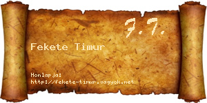 Fekete Timur névjegykártya